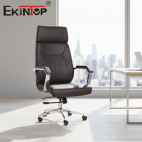 Chaise de bureau moderne en cuir Ekintop, chaise de direction minimaliste pivotante, chaise de bureau à dossier haut pour espace de travail professionnel
