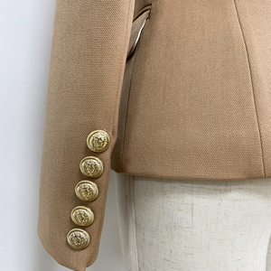 Fabriek Groothandel 2022 Nieuwe Mode Designer <span class=keywords><strong>Blazer</strong></span> Vrouwen Leeuw Knoppen Double Breasted Pique <span class=keywords><strong>Blazer</strong></span> Jas Bruin - Product Image 6