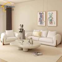 Sofá Seccional de Alta Calidad para Sala de Estar, Diseño Nórdico, Tela Bouclé, 3 2 1 Plazas, Base de Madera, Sofá Esquinero Tipo Cama para Villa