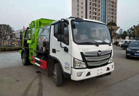 Camion à déchets de cuisine 4x2 de 6 mètres cubes, véhicule de collecte des déchets alimentaires à chargement latéral hydraulique pour restaurants