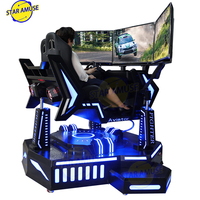 Machine de course d'intérieur VR à 3 écrans Simulateur de voiture 3D Volant en métal de course dynamique à trois axes pour le centre commercial Simracing