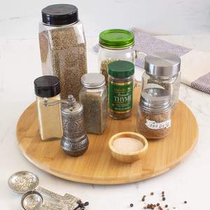 Estante giratorio antideslizante para encimera de cocina de alta calidad premium. Organizador <span class=keywords><strong>Lazy</strong></span> <span class=keywords><strong>Susan</strong></span> de madera de acacia y bambú para especias. - Product Image 3