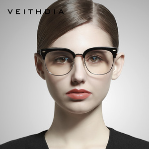 Veithdia Metal Browline Half <b>Frame</b> Eyeglasses Pc Lens Blue Light Protection Unisex Rectangle 1260 - Product Image 1