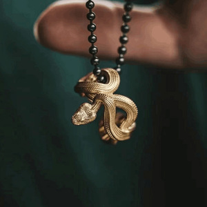 Anillo de serpiente de Color cobre Vintage dominante para hombre, anillo de serpiente hecho a mano para hombre, collar de marea nacional, colgante, accesorios de joyería - Product Image 2