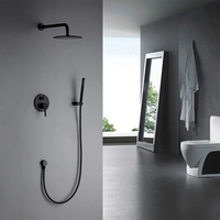 Ensemble de douche mural haute pression, pommeau de pluie rond de 10 pouces avec vanne de fixation et douchette à main, personnalisable pour la vente en gros