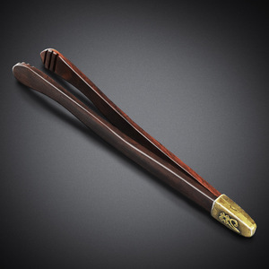 Handmade Ebony Tea Tongs Non Slip Wooden Tweezers For Kung Fu Tea Ceremony Accessories Flat Shape Afternoon Tea Use - Product Image 2