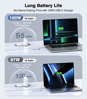 Chargeur HNT GaN PD100W avec câble USB C vers C tressé de 2 m, charge rapide, adaptateur de chargeur à port unique, prise US/UK/EU/JP, chargeurs d'ordinateur portable OEM