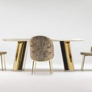 Juego de Comedor Ovalado de Lujo Milano para 6 Personas, Plegable, de Madera, Estilo Europeo Moderno, Muebles de Cocina - Product Image 2