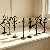Ensemble de figurines de ballerine en fonte, sculpture abstraite de danseuse, statue moderne en métal de fille de ballet, décoration d'art pour table, maison, mariage