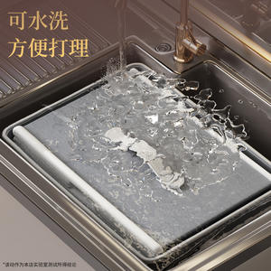 Boîte de rangement rectangulaire en tissu pour vêtements et couettes, pliable avec poignées, couleur unie grise, 700g, type autoportant - Product Image 2