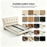Cadre de lit King/Queen Size moderne, simple, luxueux et confortable, recouvert de cuir véritable, assemblé pour la chambre à coucher, V433