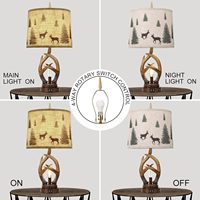 Antlers Style Vintage Rustique Lampes De Chevet 3 Voies Dimmable Veilleuse Lin Tissu Abat-Jour Ferme Table De Chevet Lampes Ports USB