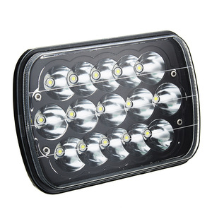ไฟหน้า LED 45W 15LED ตัวสะท้อนแสง5x7ถ้วยพื้นหลังสีดำสำหรับรถขุดวิศวกรรมออฟโรด - Product Image 1