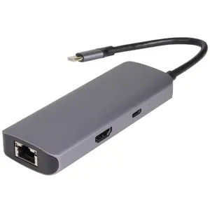 ดี 6 ใน 1USB Hub 3.0 USB Type-C อะแดปเตอร์ RJ45 4k30 HDTV 100wPD สําหรับ MP PC แล็ปท็อป