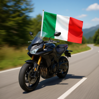 MAZZEO GIOCATTOLI Nouveau drapeau 30x45cm en polyester avec mât pour rétrofit/amélioration de l'affichage arrière de la moto