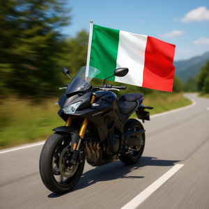 Italian <b>Flag</b> 30X45 Cm With <b>Pole</b> <b>For</b> Motorcycle Display - Product Image 3