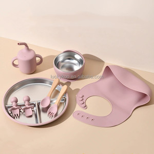 Juego de Alimentación para Bebés de 4 Piezas con Plato de Succión, Productos para Bebés, Acero Inoxidable y Silicona de Grado Alimenticio, Juego de Vajilla y Cubiertos - Product Image 2