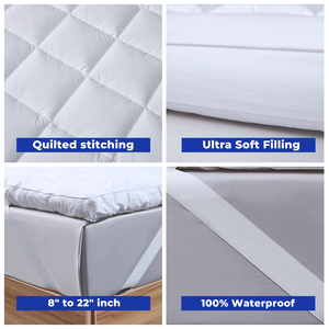 Alas Kasur Anti Air Berbahan Microfiber Quilted Bernapas, Polos 160x200, Pelapis Kasur Mewah, Sejuk untuk Rumah Sakit dan Hotel - Product Image 4