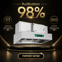Hotte d'extraction de cuisine commerciale intégrée avec précipitateur électrostatique intégré en acier 304, silencieuse pour cantine