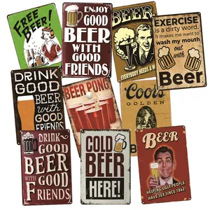 Plaque vintage en métal pour bière et whisky, panneau décoratif pour bar, <span class=keywords><strong>pub</strong></span>, maison, magasin, autocollants muraux, affiches - Product Image 1