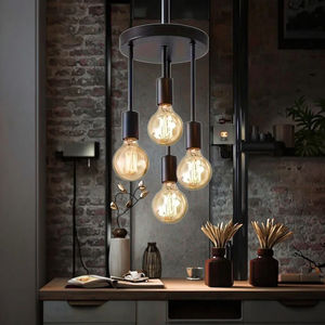 Lampada <span class=keywords><strong>a</strong></span> <span class=keywords><strong>Sospensione</strong></span> E27 Luce Calda Lampadario in Ferro Altezza Regolabile per <span class=keywords><strong>Cucina</strong></span> Camera <span class=keywords><strong>da</strong></span> Letto Casa Corridoio - Product Image 2