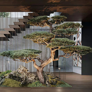 طراز صيني كبير داخلي/خارجي ديكور ناعم روتانغنخيل الصنوبر نبات أخضر صناعي ترحيب زخرفة عالية الجودة - Product Image 6