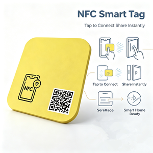 Carte de visite NFC RFID en PVC/acrylique pour commentaires sociaux, autocollant tactile pour commentaires de votre commerce (avec support adhésif), code QR - Product Image 1
