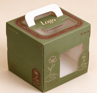 Boîte à gâteau à emporter pour mousse au chocolat, boîte en papier biodégradable de qualité alimentaire avec poignée et fenêtre pour service en café