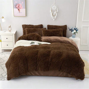 Juego de Edredón de Diseño en Degradado de Color, de Lujo, 4 Piezas, Grueso, Protector, Cálido, de Terciopelo Coral para Invierno, Sábanas y Ropa de Cama - Product Image 3