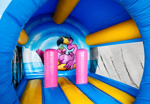 Château gonflable <span class=keywords><strong>commercial</strong></span> en PVC sur le thème des flamants roses, combo toboggan et aire de jeux pour enfants, parc d'aventure, garderie, extérieur - Product Image 5