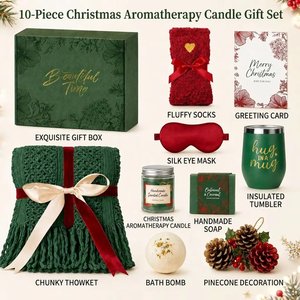 2026 Christmas Gift Set With Plush Blanket Sleep Mask Candle Soap And <b>Mug</b> Luxury Holiday Themed Present For Her Bathing Set - Product Image 6