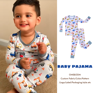 220GSM bambu bebek giyim seti çocuk pijama uzun kollu üst uzun pantolon yürüyor 2 adet pijama seti - Product Image 1