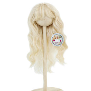 Peluca de fibra <span class=keywords><strong>Mohair</strong></span> <span class=keywords><strong>para</strong></span> muñeca BJD, fibra resistente al calor, color blanco leche, BJD <span class=keywords><strong>para</strong></span> muñeca, 25cm de largo, con densidad de cabeza y ondas de agua - Product Image 1
