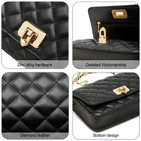 Fábrica OEM de Guangzhou Personalizado Mayorista Lujo Diseñador Diamante Cuero Genuino Mujer Bolsos Bandolera de Hombro