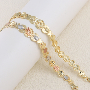 Pulsera de Cadena de Tenis H802 para Mujer, Diseño de la Suerte Número 15, Chapada en Oro de <span class=keywords><strong>14K</strong></span> y 18K, Joyería Geométrica de Bronce Relleno de Oro para Cristianos - Product Image 6