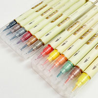 Ensemble de stylos aquarelle double-tête 36 couleurs Baiyi Stationery Guofeng, pointe souple, design mignon pour calligraphie, fabriqué en Chine