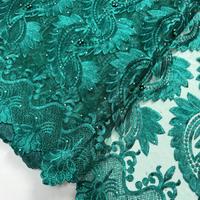 Tissu en dentelle de tulle vert émeraude de bonne qualité avec perles et strass, tissu en dentelle africaine pour robes de mariée, vente en gros
