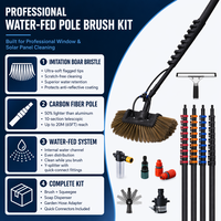 Kit de Cepillo Telescópico de Fibra de Carbono para Limpieza de Paneles Solares con Cerdas de Imitación de Pelo de Jabalí y Poste de Extensión de 20M OEM/ODM
