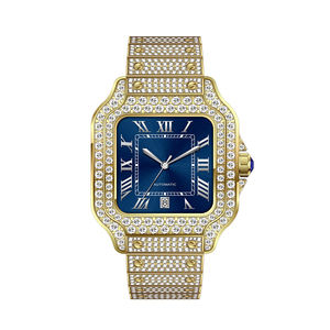 Nuevo Reloj de Lujo con Estilo Hip Hop, Caja Cuadrada con Incrustaciones de Diamantes, Números Romanos, Moissanita, Automático, Color D, VVS, Pasa el Test de Diamantes - Product Image 1