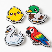 Aimant de réfrigérateur personnalisé en acrylique, motif zèbre mignon, dessin animé Kawaii, découpé à la forme, 3 mm, support magnétique noir, vente en gros, cadeau