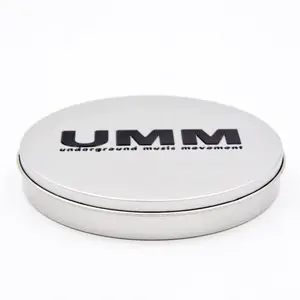 Fashion Embossed Logo Round Gift Tin Can Tin Box Round For Package Metal Can For CD Package
