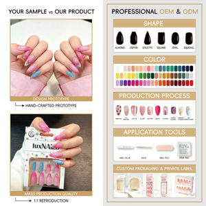 24 <span class=keywords><strong>Uñas</strong></span> Postizas Francesas Ombre, Diseño <span class=keywords><strong>Azul</strong></span> y Blanco Acuarela, Almendradas Medianas, Reutilizables, Estilo Veraniego INS - Product Image 3