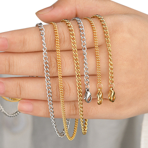 Collier Chaîne Miami <span class=keywords><strong>en</strong></span> Acier Inoxydable 3mm Plaqué <span class=keywords><strong>Or</strong></span> 18 carats pour Hommes, Style Hip-Hop, Maillons Cubains - Product Image 2