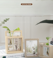 Ornements de table rectangulaires modernes et créatifs en MDF résistant aux UV, cadre photo en bois grainé de 7 pouces, plante hydroponique de 6 pouces