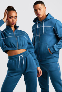 New Custom OEM Cotton Polyester Fleece <strong>Couple</strong> <strong>Tracksuit</strong> Striped <strong>Matching</strong> Sweatsuit <strong>Tracksuit</strong> <strong>for</strong> Women - Product Image 4