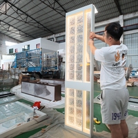 Cloison de séparation en verre en acier inoxydable sur mesure pour usine - Écran de séparation en verre texturé rétroéclairé par LED pour hôtel, restaurant, maison