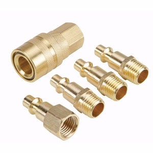 Copper Pneumatic Quick Coupling 1/4 Npt Five Piece Set For Air Tools - Product Image 1
