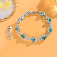 Bracelet élégant en rhodium plaqué, avec zircone rose, violette, verte, fleur, bracelet tennis blanc pour femmes et filles, bijoux pour tous les jours