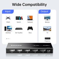 Commutateur HDMI 2.1 Biaze 4 entrées 1 sortie 8K 60Hz 4K 120Hz, commutateur HDMI 4 ports avec télécommande IR, boîtier métallique pour TV, moniteur, PS5, Xbox