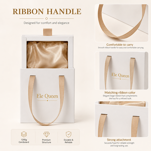 Luxury Jewelry Gift <b>Box</b> with Ribbon Handle Custom Logo Packaging for <b>Ring</b> Necklace Earring Bracelet jewelry packaging and gift - Product Image 3